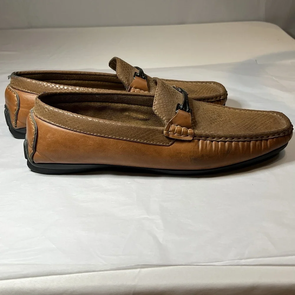 Platini Brown Men's Dress‎ Shoe Size 10 Slip On Loafer Moccasin